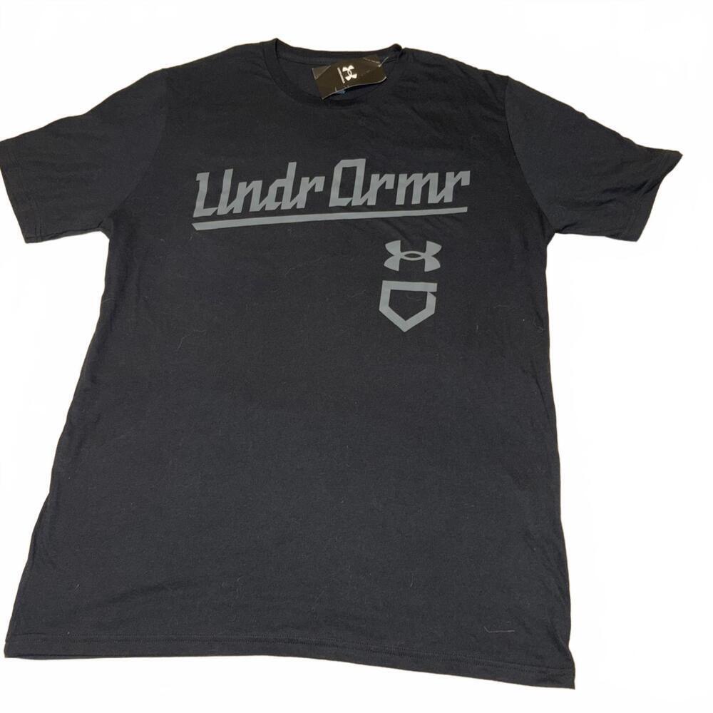 New With Tags Under Armour Sport Mens Large Black Logo T-Shirt Cotton/Polyester